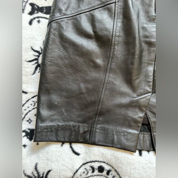 Vintage Ed Battah Elegant Black Buttery Leather Black Skirt M L 10 - Picture 3 of 10